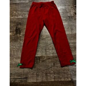 Emily‎ Rose Girls Red Leggings Pants with Green Bows Size 6